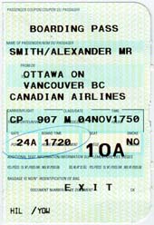 [Boarding Pass Stub for YOW to YVR]