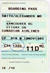 [Boarding Pass Stub for YVR to YOW]