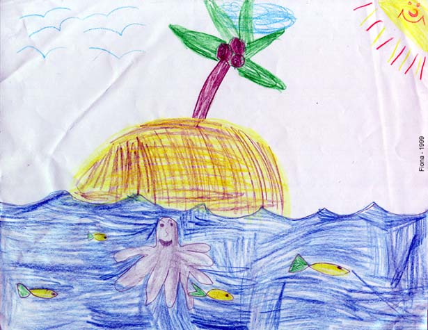 [Fiona's Tropical Island Drawing, Click for Full Size Image]